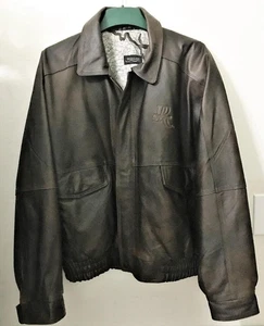 BURK'S BAY BROWN GENUINE LEATHER REMINGTON BOMBER JACKET XL ZIPPER INSULATED - Picture 1 of 10