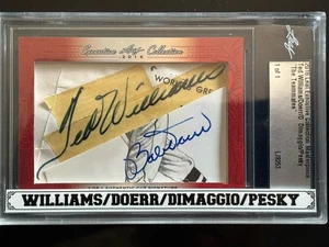 2016 Leaf Executive Cuts Ted Williams autograph Doerr Dimaggio Pesky Auto #1/1 - Picture 1 of 4