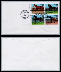 US FDC # 2155-2158 22c  Horses  none PLATE BLOCK UL 1985, 9Q2818 - Picture 1 of 1