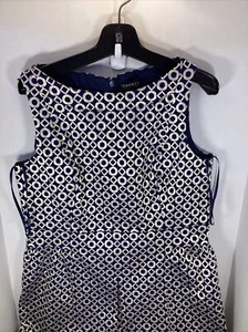 Vestido Lauren Ralph Lauren Sin Mangas Azul Marino Con Diseño de Perno Dorado Talla 16, Agujero para Llave - Imagen 1 de 6