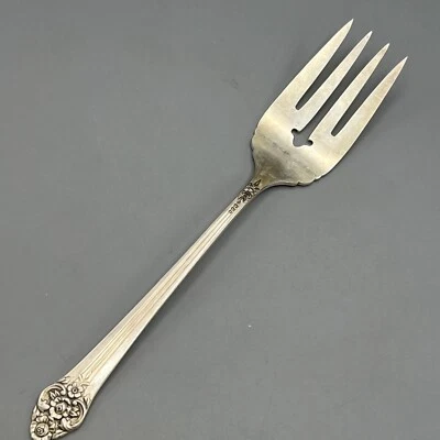 1881 Rogers Tenedor Plantación Servir Carne Fría Plato de Plata Vajilla Flor Foto 1 de 4