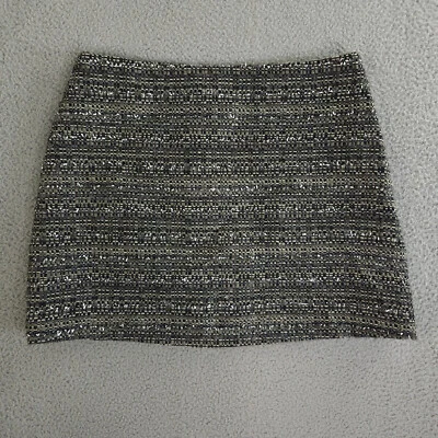 Falda Tory Burch Mujer 10 Gris Negro Metálico Tweed Lana Alpaca Mezcla Mohair Foto 1 de 4