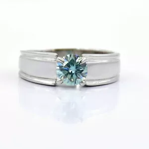 Certificado 2CT Azul Tratados Diamante Anillo Acabado Oro Blanco VVS1! Ideal - Imagen 1 de 4