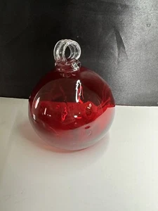 Hand Blown Large 15” Art Glass Witch Spirit Tree Ball Suncatcher Red Ornament - Picture 1 of 24