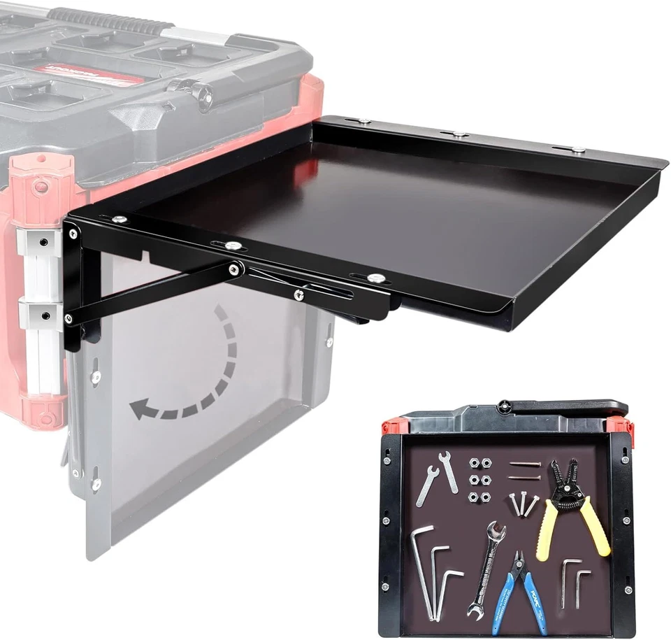 DNSHORIX Folding Table Fits for Milwaukee Packout Toolbox,Powerful Magnetic Tool Tray Sid