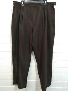 Women's JUST MY SIZE DRESS PANTS Size 20 Brown striped Elastic Waist Pleated - Picture 1 of 7