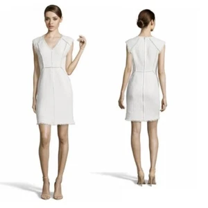 Rebecca Taylor Tweed Dress Frayed Fringe Edges Exposed Zippers Rock Edgy Career - Picture 1 of 12
