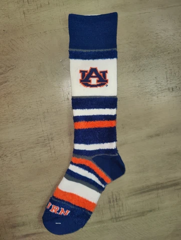 Auburn Tigers Women's Blue Fuzzy Stretch NCAA Crew Team Socks Medium Cover