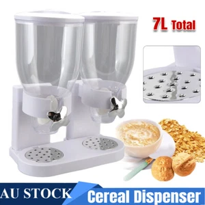 Double Cereal Dispenser Dry Food Containers Storage Dispense Machine 2-Barrel AU - Picture 1 of 12