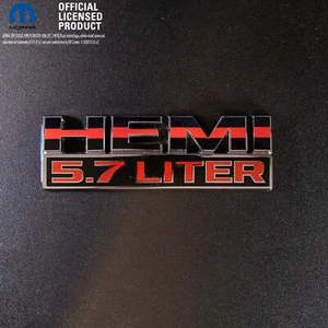 RAM 1500 HEMI Fender Emblem Overlay Decals (Pair) THIN RED LINE Fits 2013-2023 - Picture 1 of 5