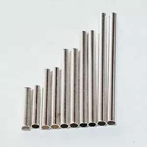 20x Silver Tube Beads 10/15/20/25/30mm Noodle Spacer Bars Metal Beading Supplies - Picture 1 of 8