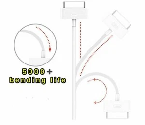 Cable de datos USB cargador de 30 pines 2 piezas para Apple iPhone 4 4S 3GS iPod Touch 4 - Imagen 1 de 3