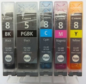 5x Original Canon Refilled PGI-5 & CLI-8 Carts, MP830,MP600R,IP4500,IP5200R etc. - Bild 1 von 2