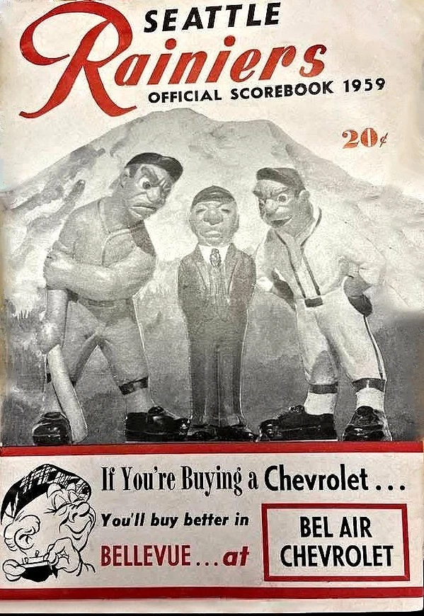 SEATTLE RAINIERS BELLEVUE BELAIR CHEVROLET ADVERTISING  5x7 GLOSSY  REPRINT - Image 1 of 1