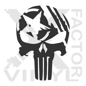 Stars & Scars Punishment Skull Dicut Vinyl Decal 3 sizes 14 colors Trucks ATV - Picture 1 of 26