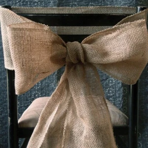 2 Pcs Natural Burlap Chair Bow Sash - Event Decoration Chair Ties - 6"x108" - Picture 1 of 2