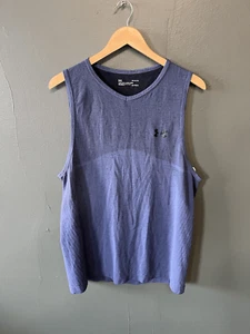 Under Armour Mens Blue Sleeveless Knit Athletic Running Shirt Size Large - Picture 1 of 3