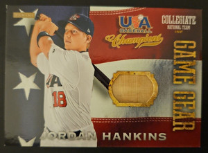 2013 Panini USA Baseball Champions Jordan Hankins Game Gear Bat Relic Card 8