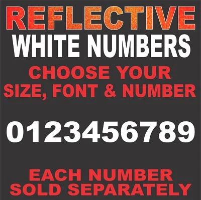 BLANCO REFLECTANTE Dirección de Calle Buzón Casa Número de Identificación Vinilo Calcomanía Adhesiva Foto 1 de 4