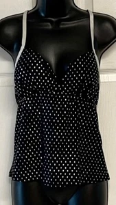 Contour by Beach Scene Tankini Schwimmen Oberteil Damen Größe 8 schwarz & silber Grafik - Bild 1 von 13