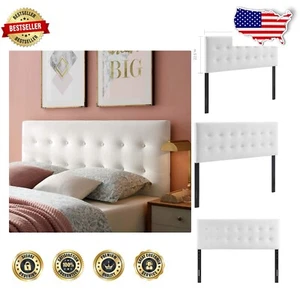 Stylish Full-size Biscuit Tufted Velvet Headboard - Height Adjustable Design - Picture 1 of 8