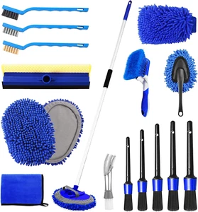 62'' Car Wash Brush Kit Mitt Mop Sponge with Long Handle, 1 Chenille Scratch-Fre - Picture 1 of 12