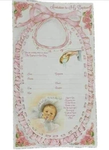SF Imports Invitation to My Baptism Girls Baptismal Invite with Envelope 8 Count - Picture 1 of 3