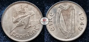 Ireland 1949 | Irish 1/4d | Farthing | Woodcock | KM.9 | UNC - Picture 1 of 1