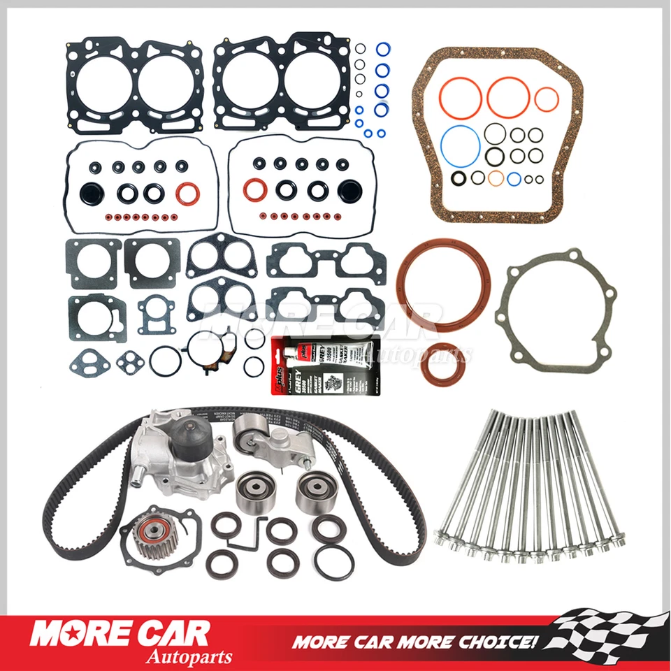 Full Head Gasket Bolt Set Timing Belt Water Pump Kit for 99-03 Subaru Outback - Image 1 of 4