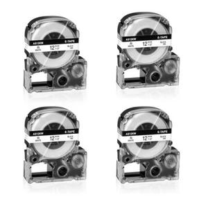 4PK Compatible with EPSON K-Sun 212BW 212BWPX 12mm Tape Black on White Label - Picture 1 of 8