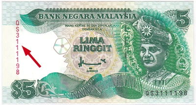 Mazuma *M4082 Malaysia AhmadDon 7th $5 QS3111198 Nice Number UNC - Image 1 of 2