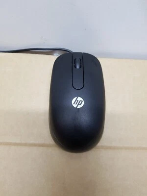 Genuine HP SM-2022 2- Button Ergonomic USB Optical Wired Mouse - Black - Image 1 of 4