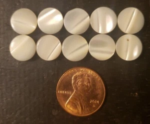 Vintage Lot X10 Mother Of Pearl Ivory Sewing Buttons - Shell Carved Self Shank - Picture 1 of 2
