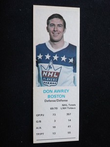 1970-71 Dad's Cookies Hockey Card # NNO Don Awrey - Boston Bruins (NM)