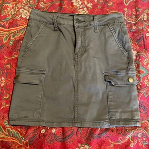 Ashley Mason Cargo Mini Skirt Army Olive Green S High Waisted Canvas Pockets - Picture 1 of 10