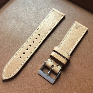 Correa de reloj de cuero Horween tostado con correa OEM de 20 mm blanca - Imagen 1 de 5