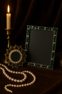 Marco de colección esmeralda con joyas dúo 5x7 + mini redondo | tocador barroco dinero antiguo - Imagen 1 de 11