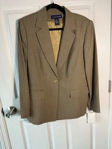 Neu mit Etikett Old Money Preston & York Blazer Damen 12 braun kariert Wollmischung Academia - Bild 1 von 6