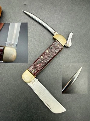 CUCHILLO APAREJADORES VINTAGE SCHRADE WALDEN N.Y. EE. UU. MARLIN SPIKE USADO x/Funda Foto 1 de 4