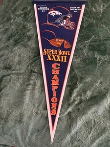 1998 DENVER BRONCOS SB XXXII PENNANT.BRONCOS 31 GB PACKERS 24 WINCRAFT. - Picture 1 of 6