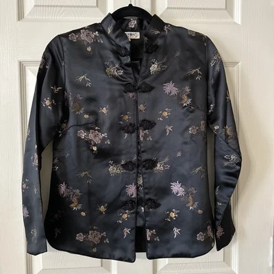 CHAQUETA BLAZER Brocado Vintage China SEDA FLORAL CHEONGSAM Damas Talla Pequeña Usada en Excelente Condición Foto 1 de 4