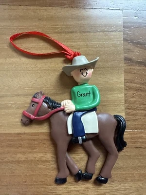 Horseback Riding Male Boy “Grant” Personalized Christmas Tree Ornament NWT - Image 1 of 4
