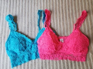 Bralettes Small Vibrant Pink Blue Lace Bras Set Of 2 - Picture 1 of 10