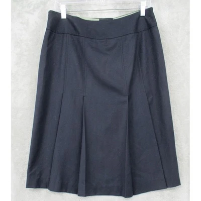 J Crew Skirt Womens 8 Wool Pleated Office Career Preppy Knee Length Zip Black - Image 1 of 4