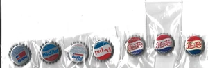 7 VERSCHIEDENE PEPSI:COLA KRONKORKEN GEBRAUCHT & UNBENUTZT ETWAS KORKEN - Bild 1 von 2