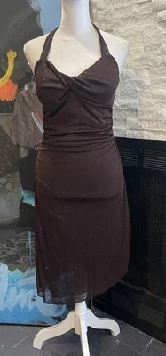 Y2k VTG Ruby Rox Brown Glitter Halter Stretch Fairy  90s Size Medium Whimsy - Image 1 of 4