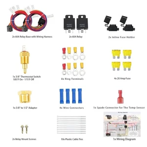 Radiator Dual Electric Fan Relay Kit Temperature Sensor Switch 185 On 175 Off - Picture 1 of 5