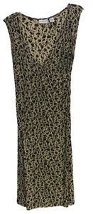 Chico's Travelers Sheath Wrap Dress Sleeveless Sz 0 Black Tan Midi Stretch Small - Picture 1 of 9