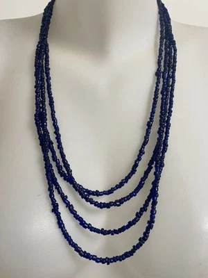Vintage multi rangs  collier Lapis Lazuli multistrand necklace - Imagen 1 de 4