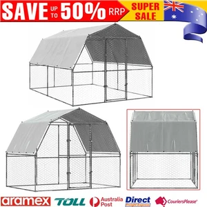 Steel Chicken Coop Cage Run Rabbit Hutch Large Walk In Hen House Cover Ferret AU - Picture 1 of 17
